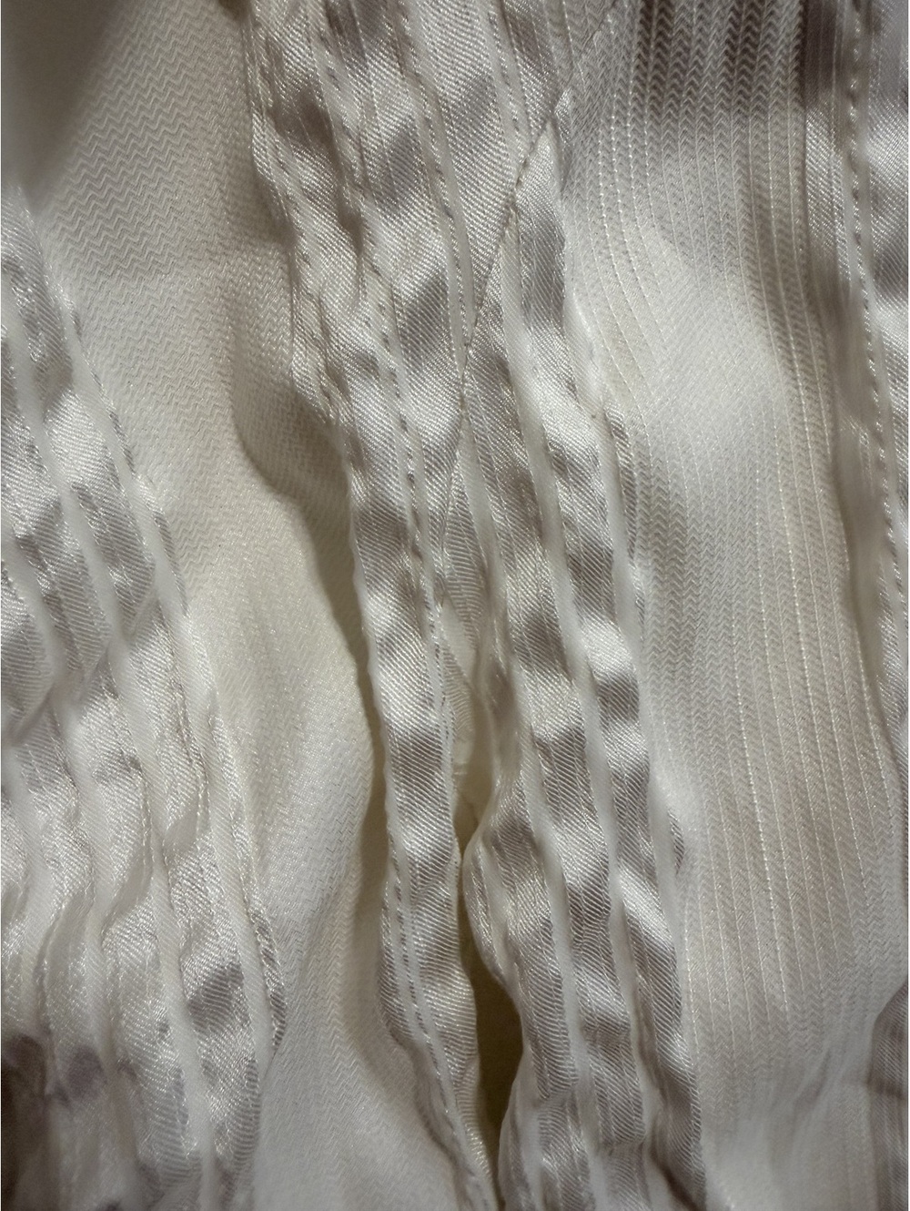 Cache White Textured Ruched Button Front Blouse Size M - Picture 3 of 6